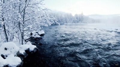 Sound of a river in the winter