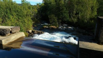 Sound of water falling off a dam in the forest