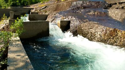 Sound of water rushing down a fish ladder