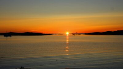 Sunset with waves and seagull sounds