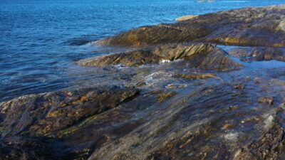 Ocean waves crashing against the shore