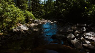 Water flowing in a shallow river