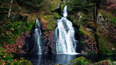 Waterfall in the autumn forest