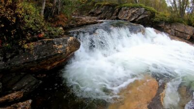 Waterfall with crows cawing