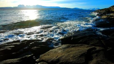 Waves crashing and wind howling