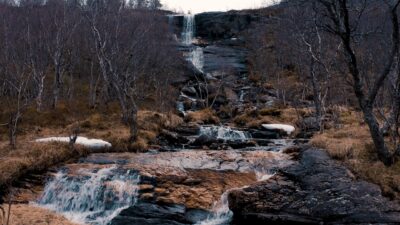 White noise from waterfalls in the spring forest